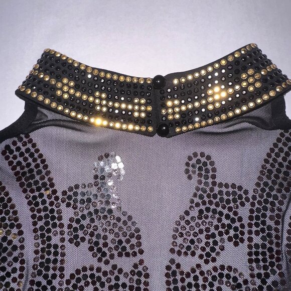 Venus Black Sparkle Choker Neck Halter Top Bodysuit Womens Large NWT - Picture 7 of 10